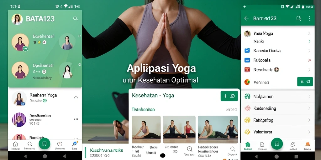 Antarmuka aplikasi BATA123 yang menampilkan sesi yoga yang menarik dan informatif.
