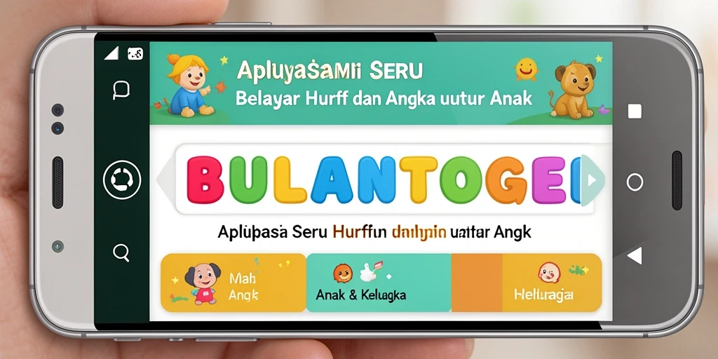 Antarmuka interaktif aplikasi BULANTOGEL untuk belajar huruf dan angka.