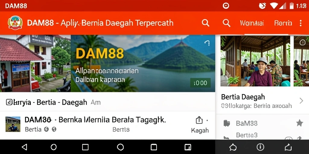 Antarmuka aplikasi DAM88 yang menampilkan berita daerah terbaru.
