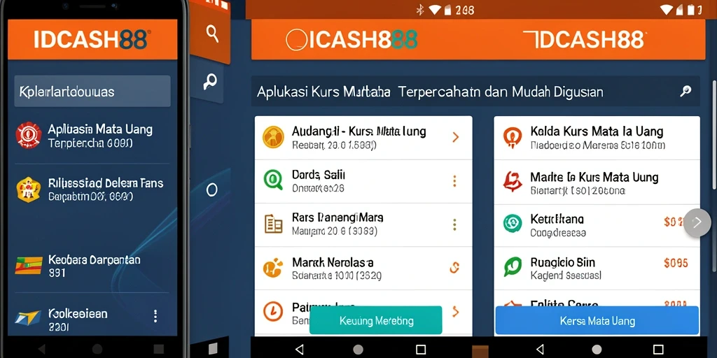 Antarmuka sederhana dan informatif dari IDCASH88 untuk Kurs Mata Uang.