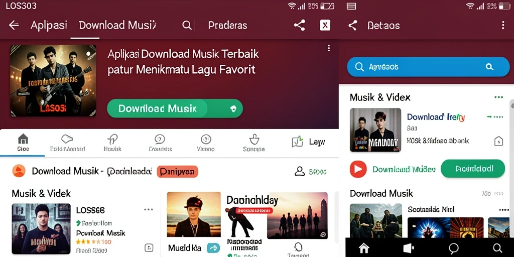 Antarmuka utama aplikasi Download Musik LOS303 yang user-friendly dan menarik.