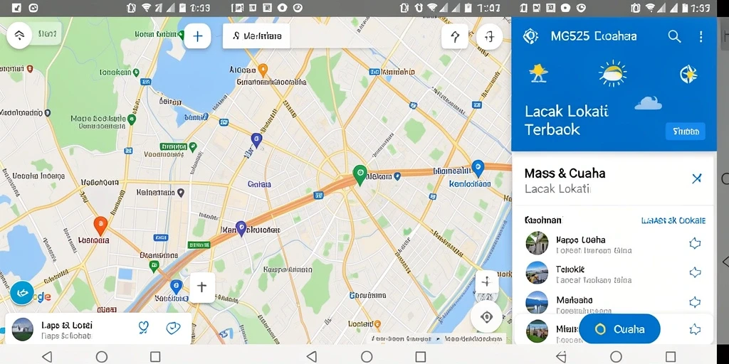 Antarmuka aplikasi MG525 menampilkan peta lokasi yang jelas dan informatif.